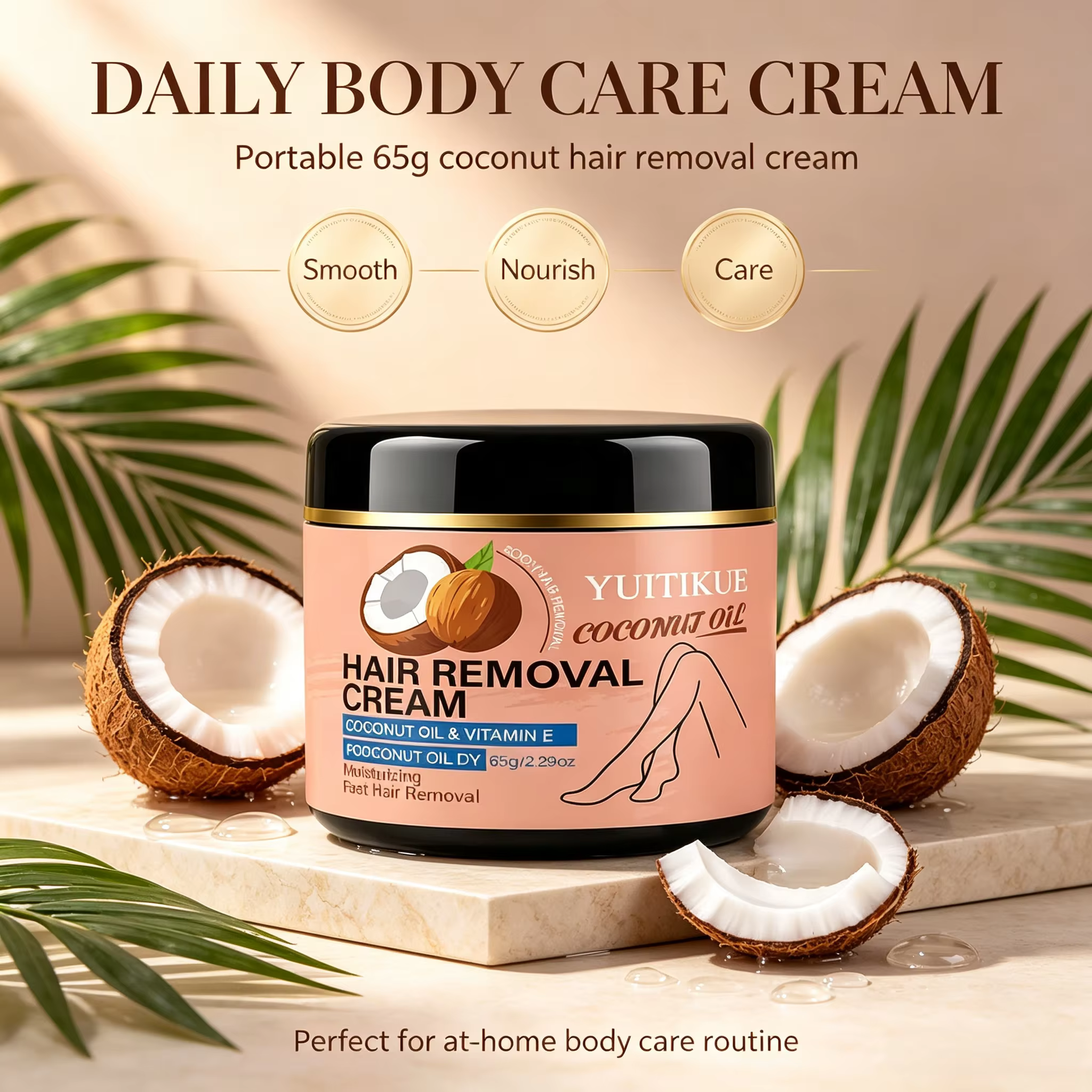Crème dépilatoire à l'huile de coco YUITIKUE 65g - Douce et hydratante pour femmes