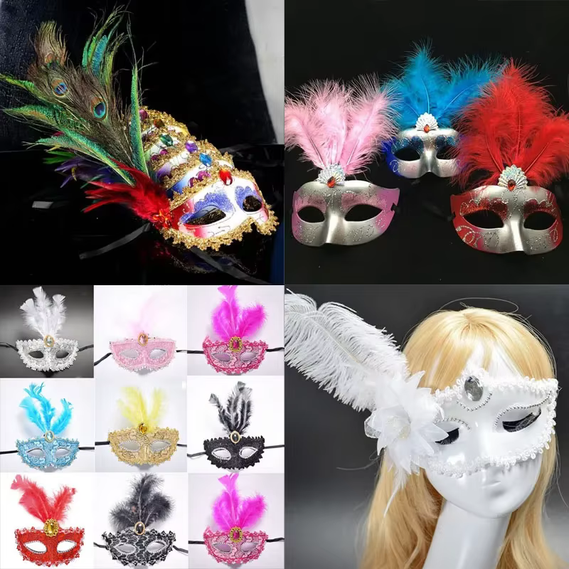 15 pièces masque de plumes d'événement avec fleur princesse venise masques pour les yeux fête d'anniversaire Cosplay masques de fête