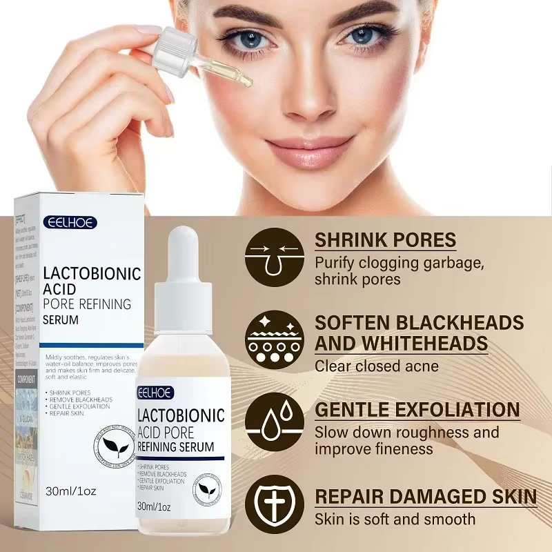 Acide lactobionique rétrécit les Pores sérum pour le visage estompe les ridules raffermissant nourrir Essence