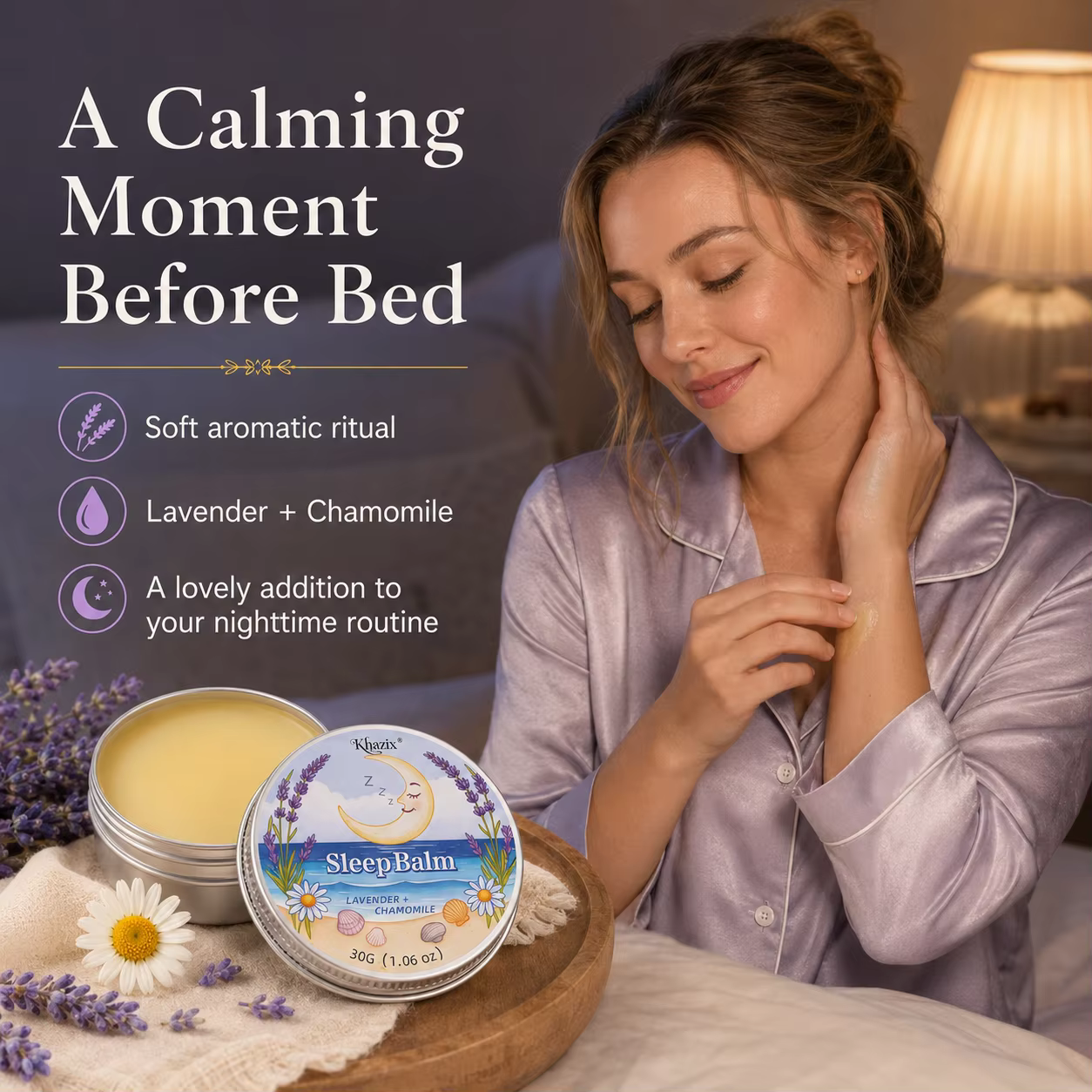 Baume de Nuit Apaisant 30g à la Lavande et à la Camomille – Arôme Calmant