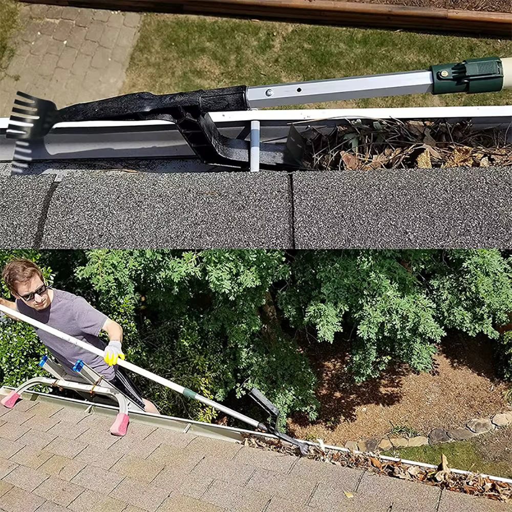 Outil de gouttière domestique, cuillère et cuillère de nettoyage de gouttière, outil de nettoyage de gouttières de toit de conception filetée pour le jardin,