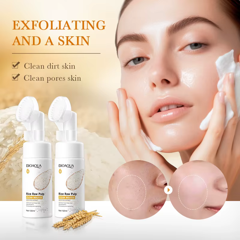 BIOAQUA nettoyant pour le visage au riz blanc blanchissant nettoyage en profondeur Massage