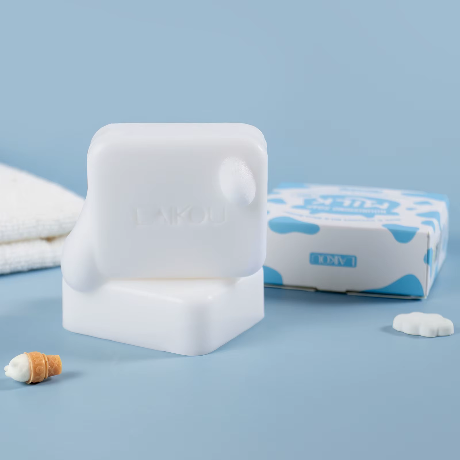 LAIKOU 110g Savon nourrissant au lait nettoyant doux formule non sèche pour peaux douces et lisses