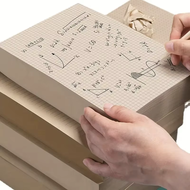 Papier brouillon pour examen, cahier de 500 feuilles, lignes horizontales, grilles vierges, papier de calcul, papier brouillon de couleur primaire