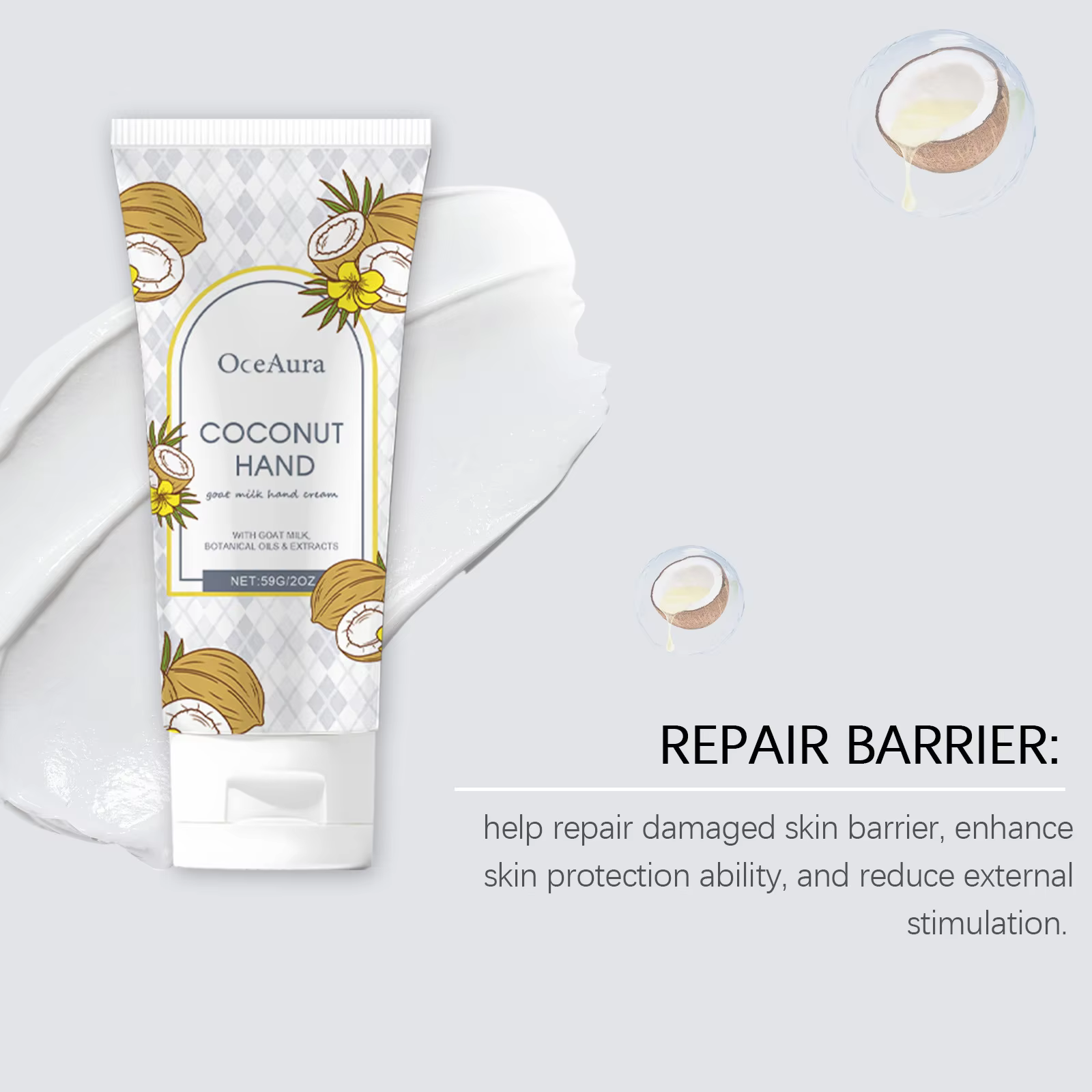 Crème hydratante pour les mains à la noix de coco
