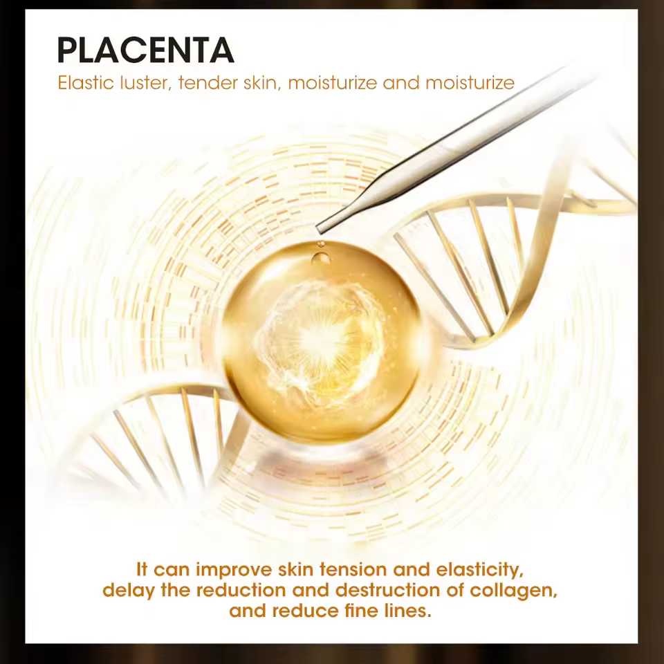Fullerène Placenta Capsule Essence visage éclaircir sérum hydratant nourrissant Anti-rides vitamine E acide hyaluronique soins de la peau
