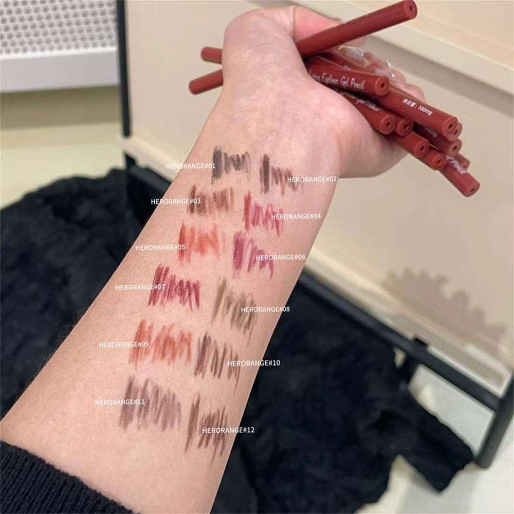 Crayon Gel Eyeliner 12 Couleurs Imperméable Lisse Rouge Brun Facile à Appliquer Fard à Paupières Naturel Stick de Contour Mat Maquillage Aegyosal