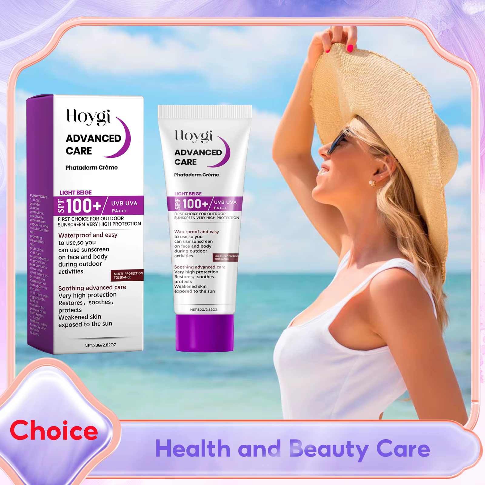 Crème solaire hydratante pour le visage Spf 100 + Protection UV
