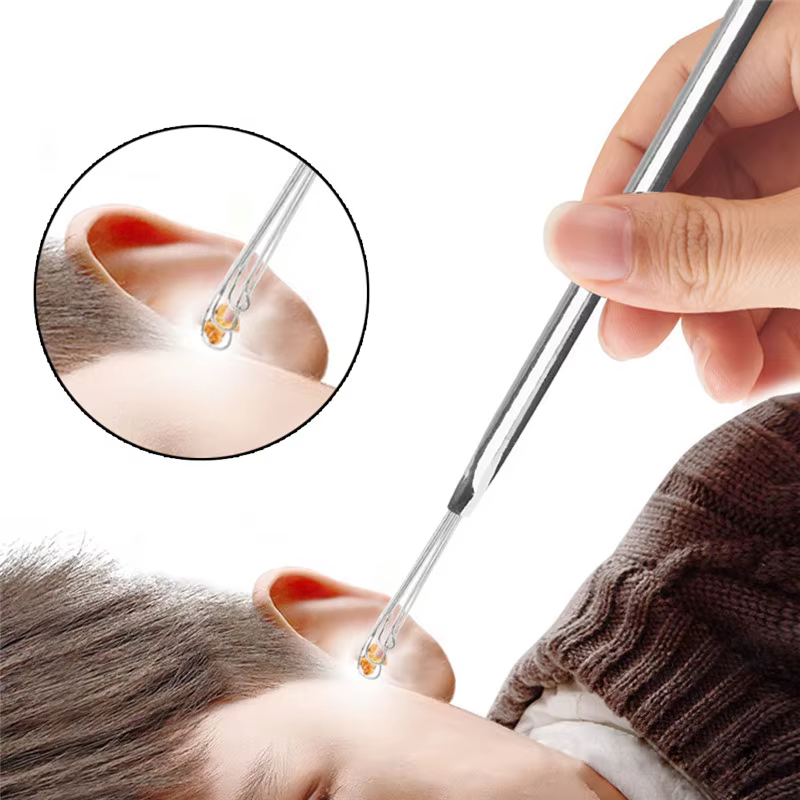 Nettoyeur d'oreille Portable en acier inoxydable, cuillère à oreille, dissolvant de Curette de cire d'oreille, cuillère de nettoyage d'oreille, outil de nettoyage en spirale
