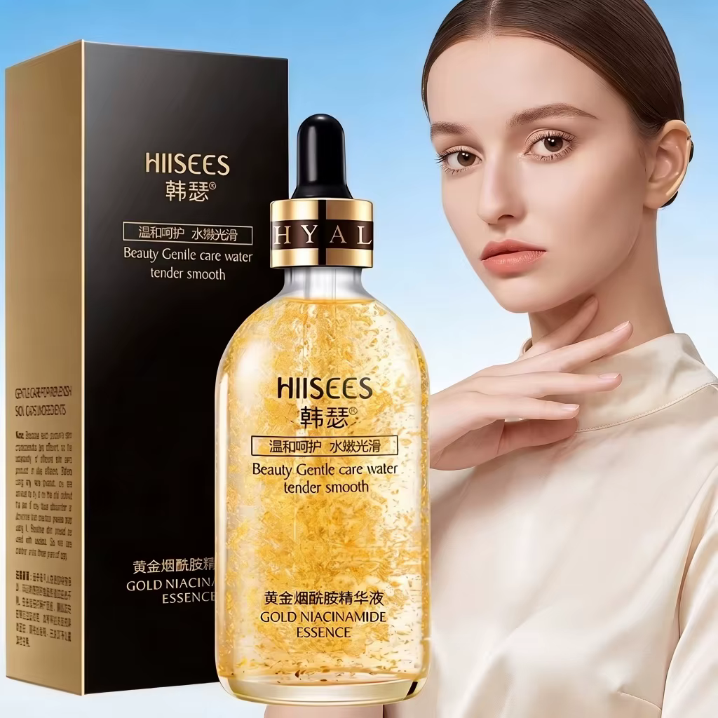 Sérum Visage 30ML à l'Or 24K et Niacinamide Hydratant Éclaircissant Soin Doux Anti-Teint Terne pour Tous Types de Peau