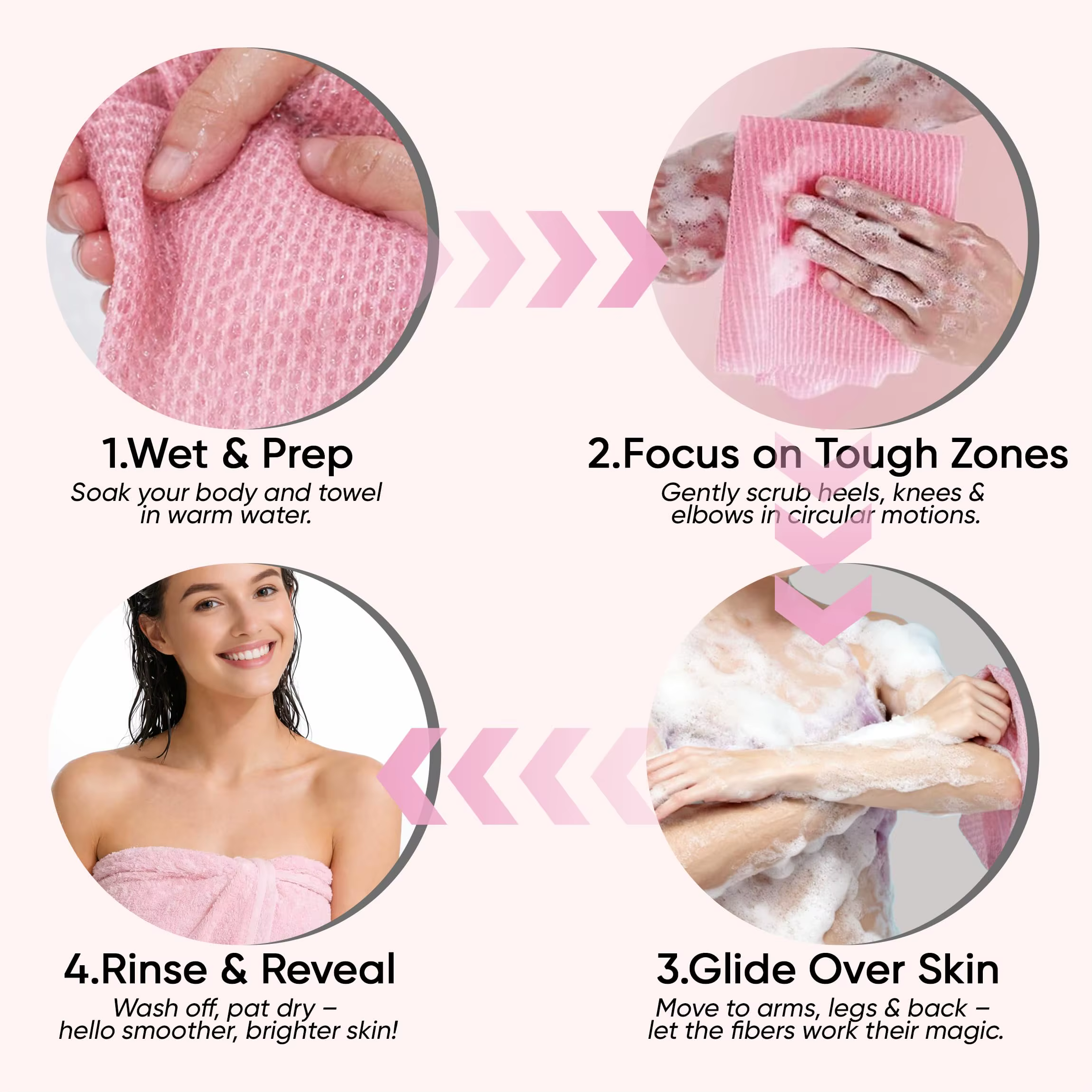 1 pièce, serviette de douche exfoliante à séchage rapide