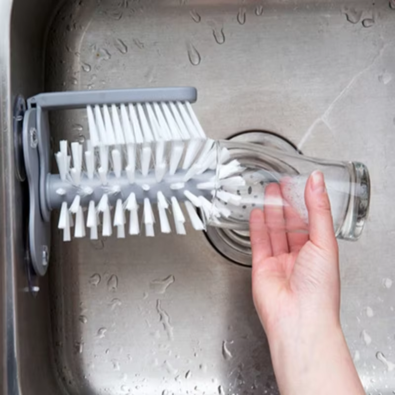 Brosse de nettoyage de bouteille d'eau d'évier, brosse de tasse en verre, nettoyeur de gobelets, forte aspiration, brosse de nettoyage paresseux, tasse de barre en verre, outils de cuisine