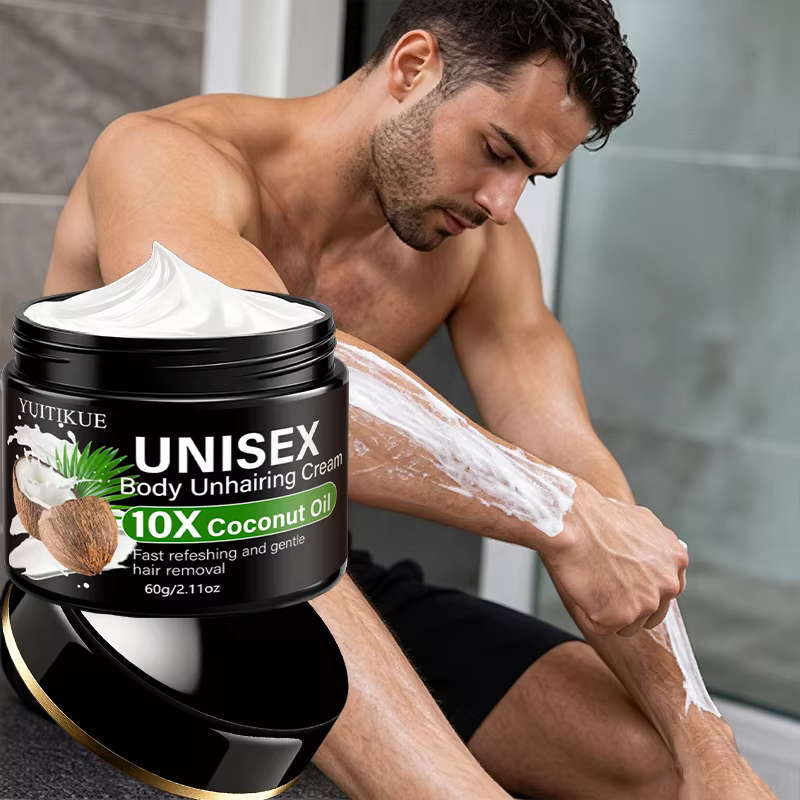 YUITIKUE 10X Crème dépilatoire unisexe à l'huile de noix de coco, rafraîchissante et douce, pour le corps entier, pour les jambes, les aisselles, soin de la peau