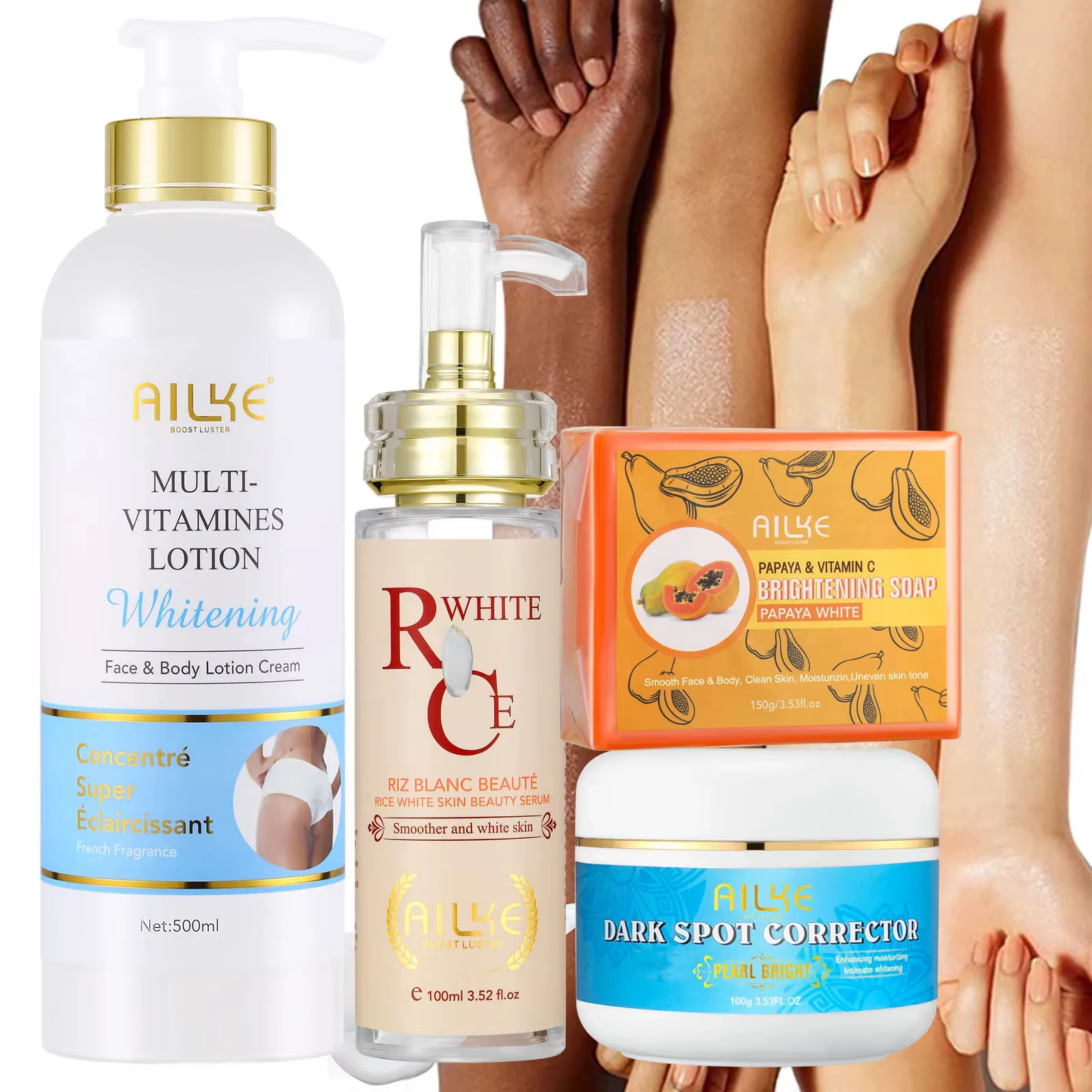 AILKE Lotion pour le corps blanchissante multi-vitamines avec vitamines
