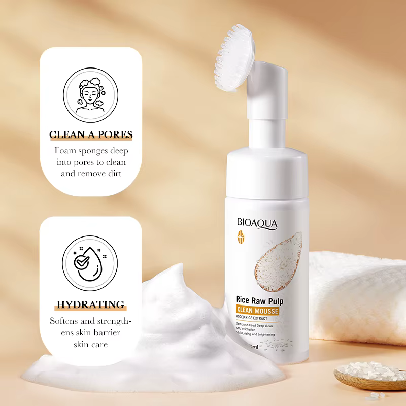 BIOAQUA nettoyant pour le visage au riz blanc blanchissant nettoyage en profondeur Massage