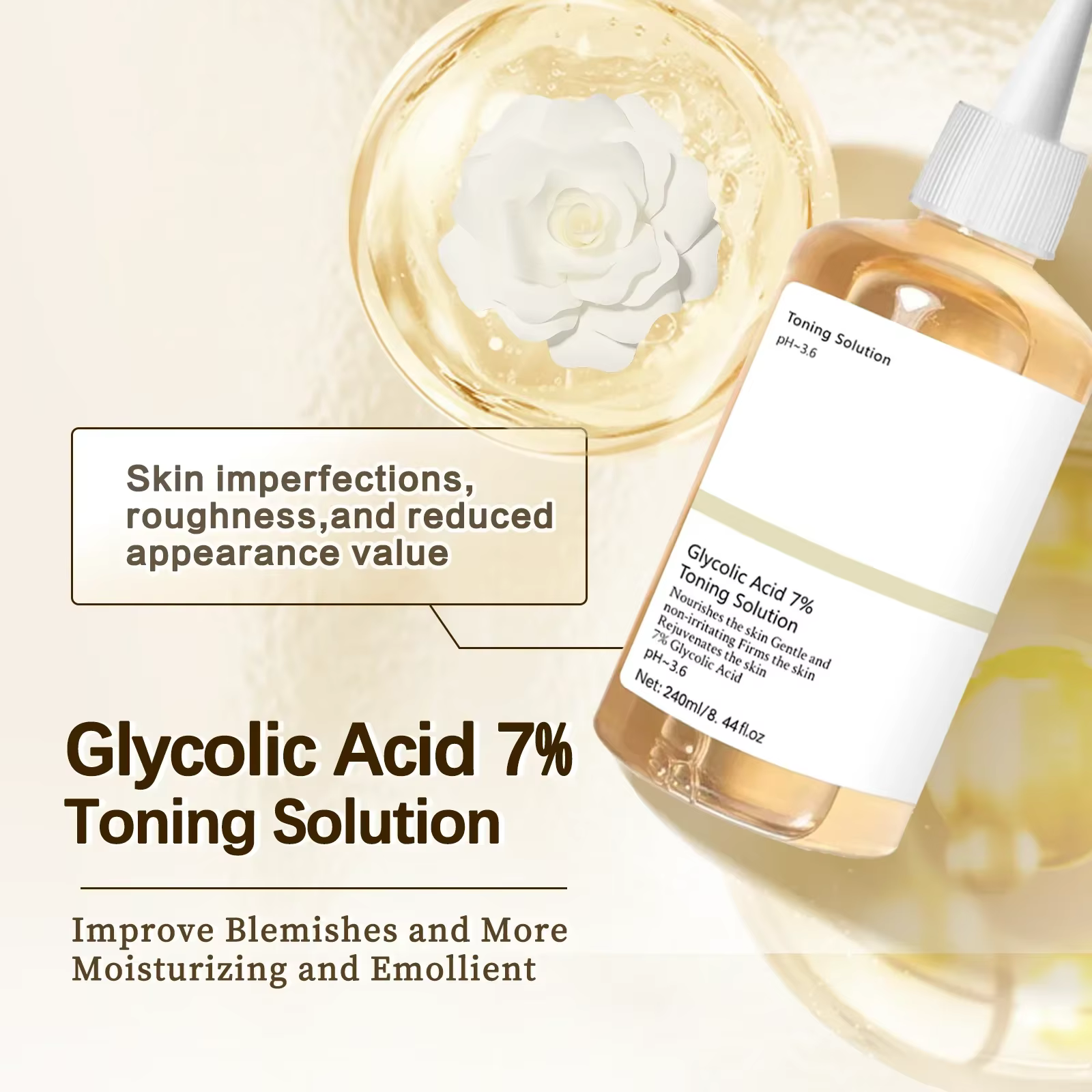 Solution tonifiante à l'acide glycolique 7% pour cent