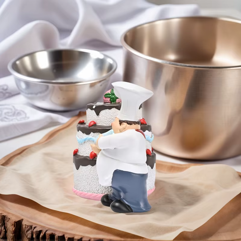 Statue de chef en crème, taille 12,8 cm/5,04 pouces, sculpture exquise, décoration d'intérieur, convient pour la chambre à coucher, le salon