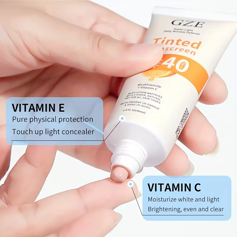 Crème solaire teintée à la vitamine C avec éventuelles F 40
