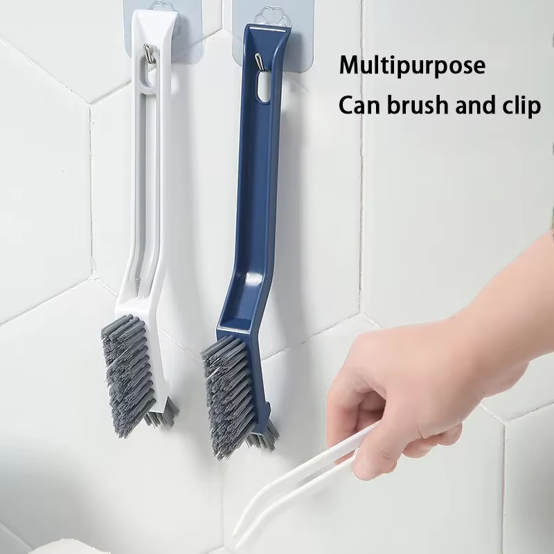 Brosse de nettoyage multifonction 2-en-1 pour salle de bain et carrelage – Nettoyeur efficace pour les coins et les interstices