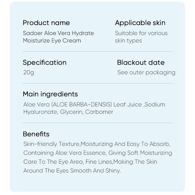 SAODER Aloe Vera crème pour les yeux Anti cernes sacs
