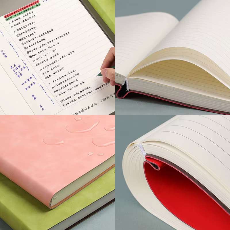 Carnet de notes avec couverture en PU souple, Page intérieure vierge et horizontale, carnet A4, journal de réunion de bureau, bloc-notes d'étude, 100 et 208 feuilles