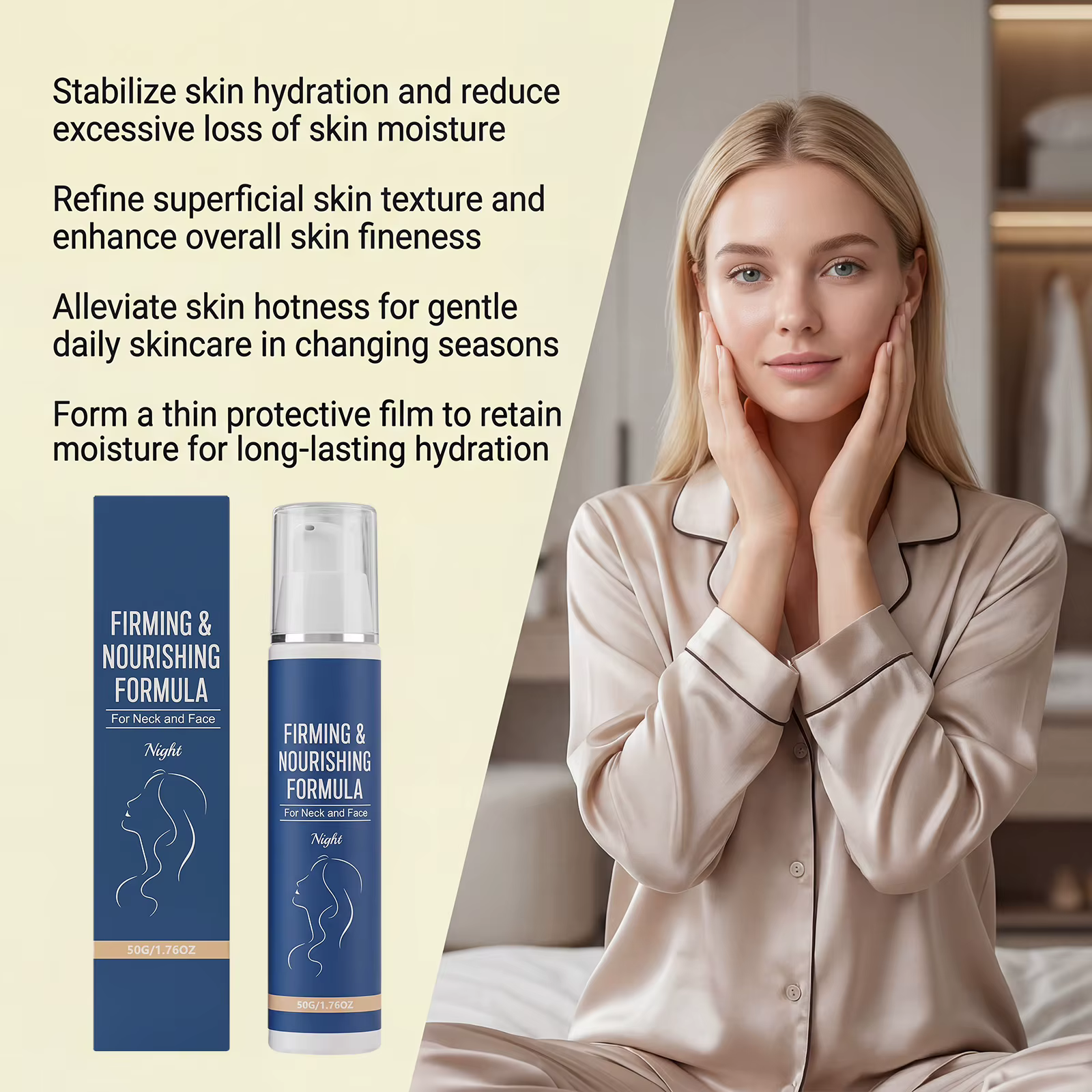 Crème de nuit réparatrice pour le visage et le cou, hydratation intense de nuit pour une peau plus lisse, hydratant coréen pour la peau