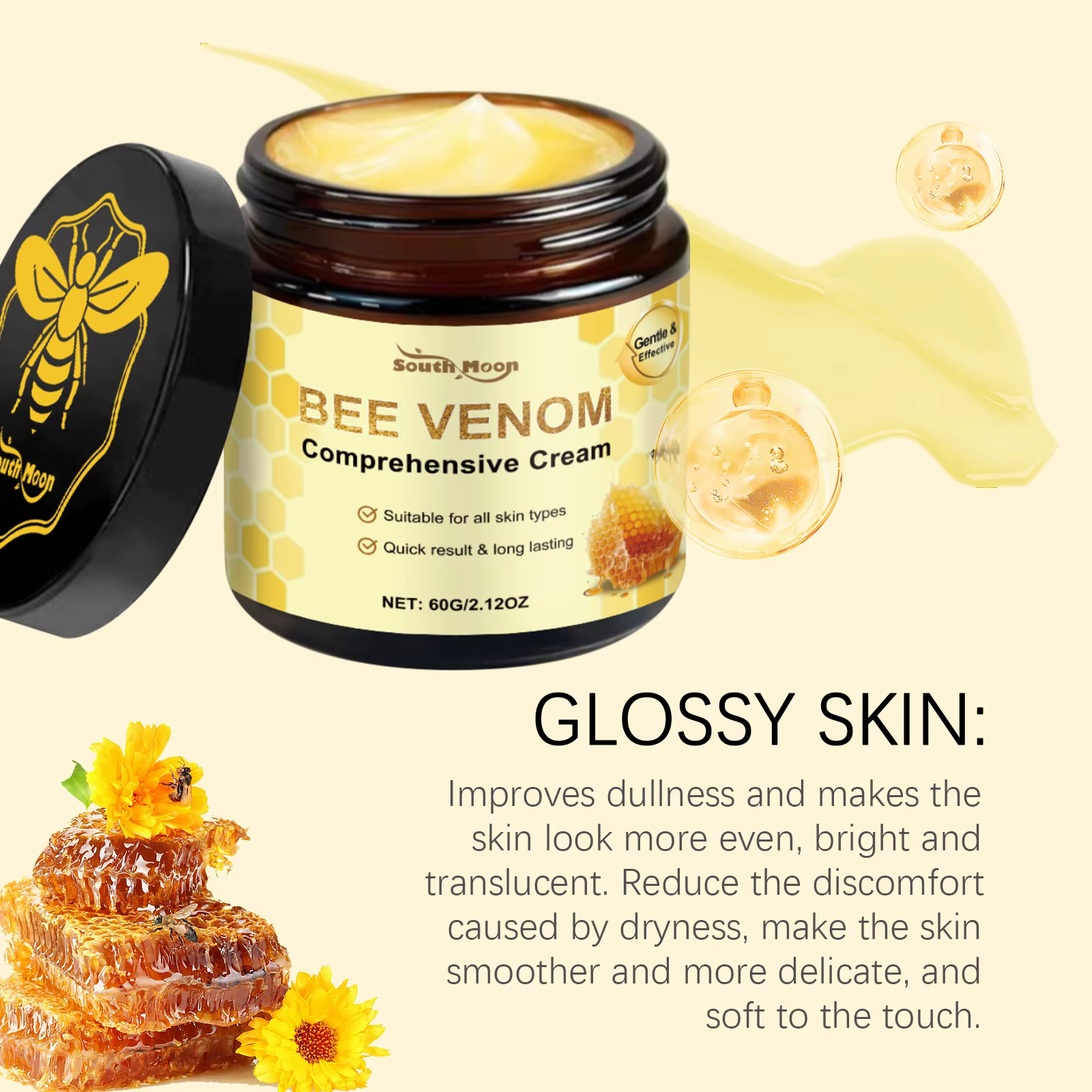 Crème hydratante pour le visage au venin d'abeille