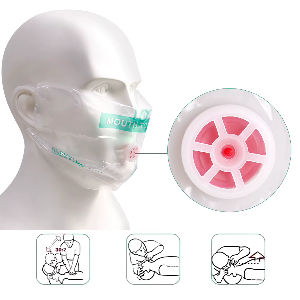 Lot de 1 à 10 masques de réanimation d'urgence professionnels pour la réanimation cardiorespiratoire (RCP) et les premiers secours en extérieur, avec porte-clés