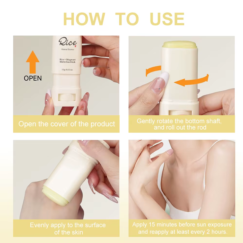 La tige de protection mate SPF50++ contient des ingrédients de riz et de curcuma