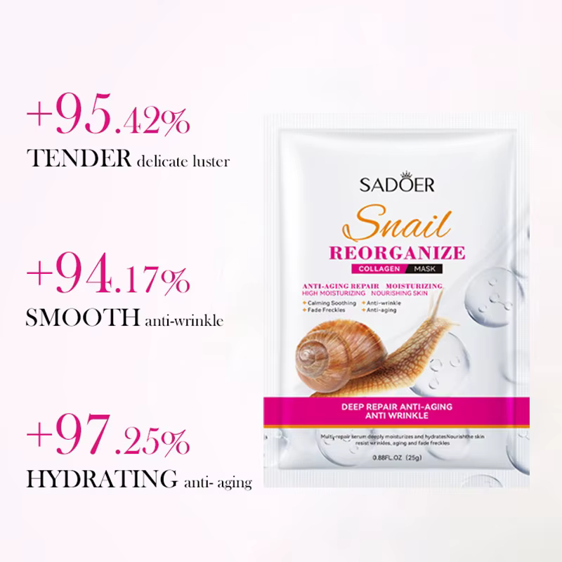 5 pièces SADOER escargot collagène masque Facial raffermissant hydratant éclaircissant