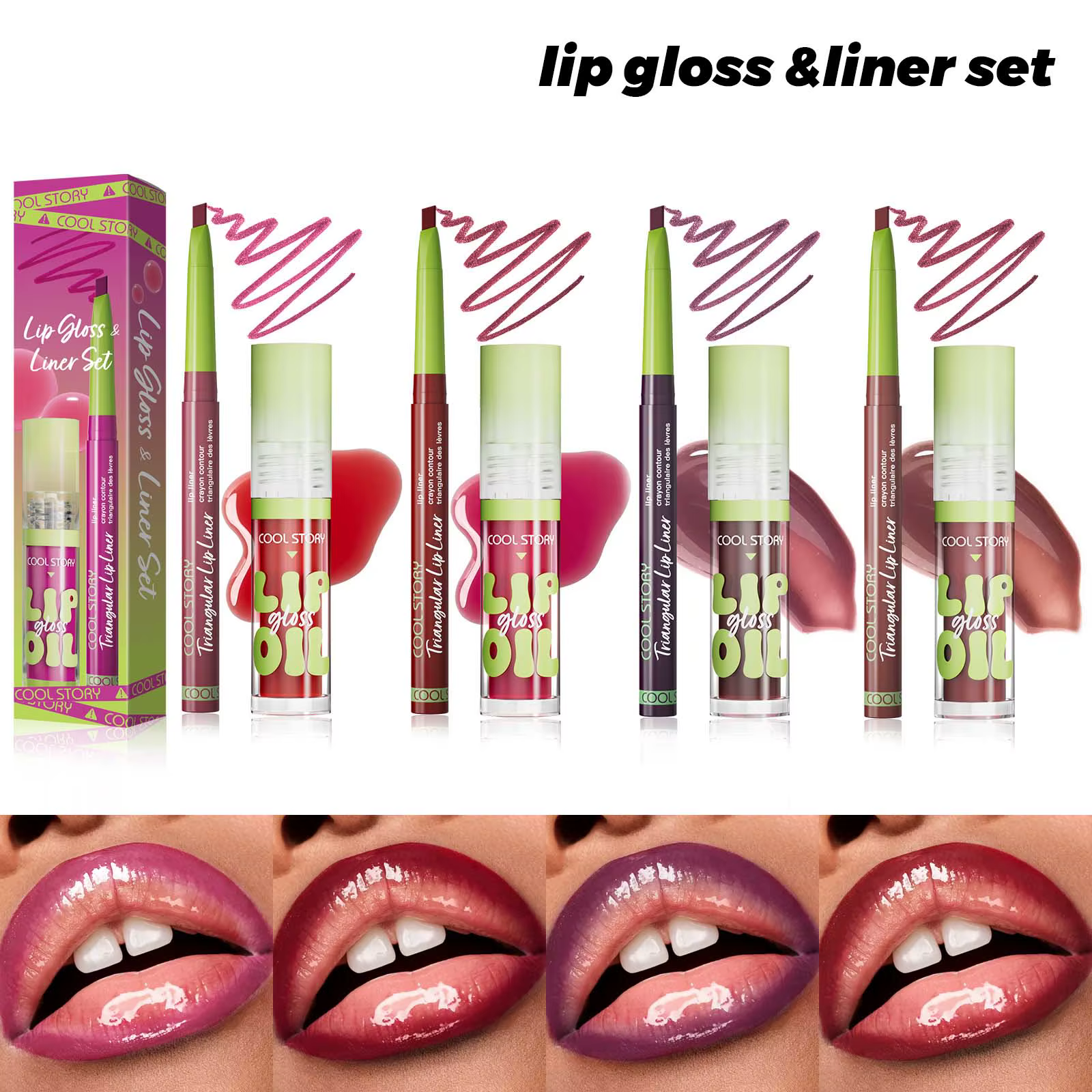 Kit de maquillage pour Contour des lèvres, 2 pièces, crayon mat avec brillant à lèvres hydratant et repulpant, ensemble combiné d'huile, cosmétiques pour les lèvres