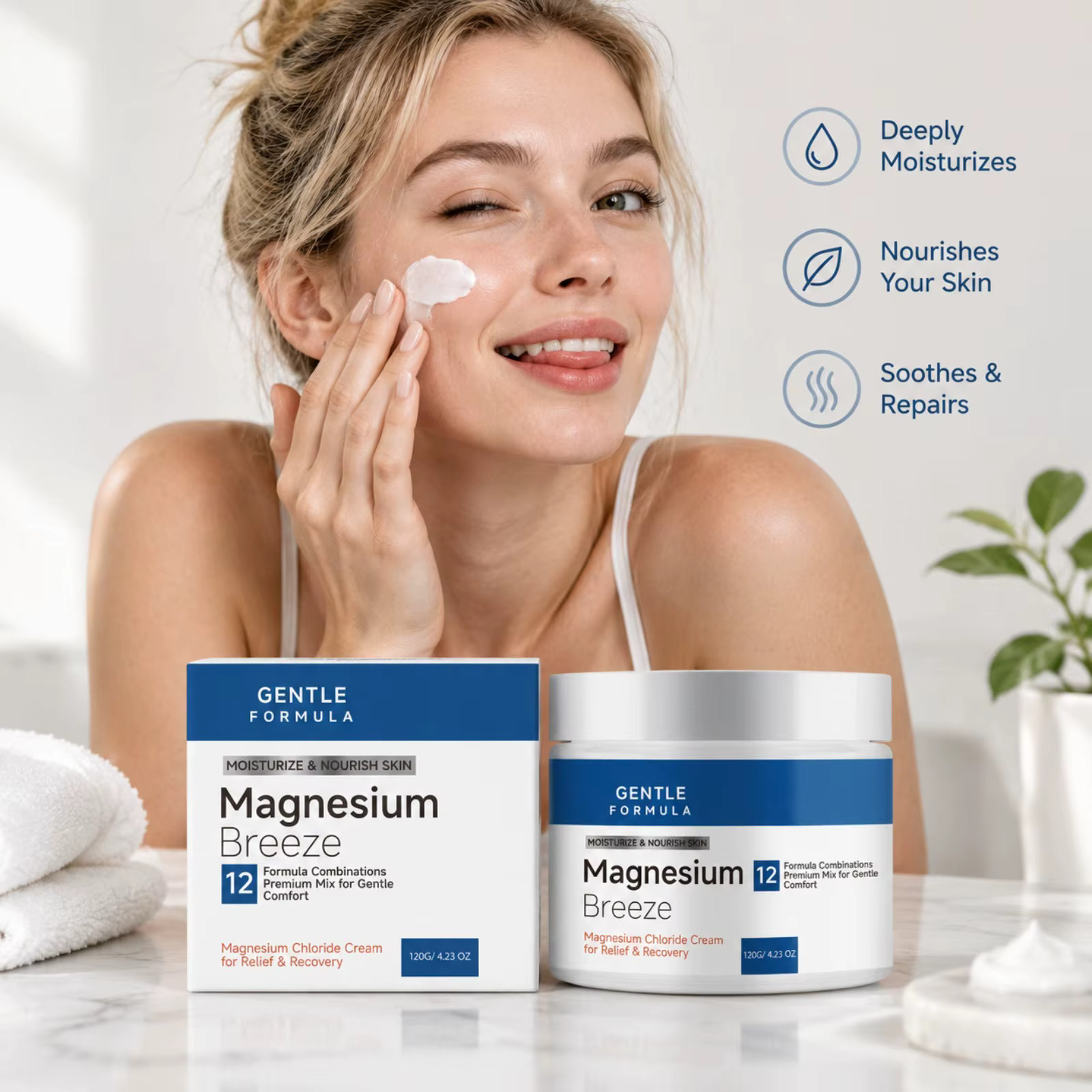 Crème au chlorure de magnésium, brise rafraîchissante, hydrate et nourrit la peau pour les articulations, le dos et les genoux, formule douce, massage quotidien, soins corporels