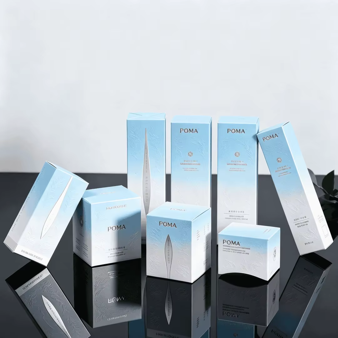 Boîtes d'emballage personnalisées pour produits de soin de la peau en sérum, avec pelliculage mat et impression en relief, adaptées au vernis à ongles.