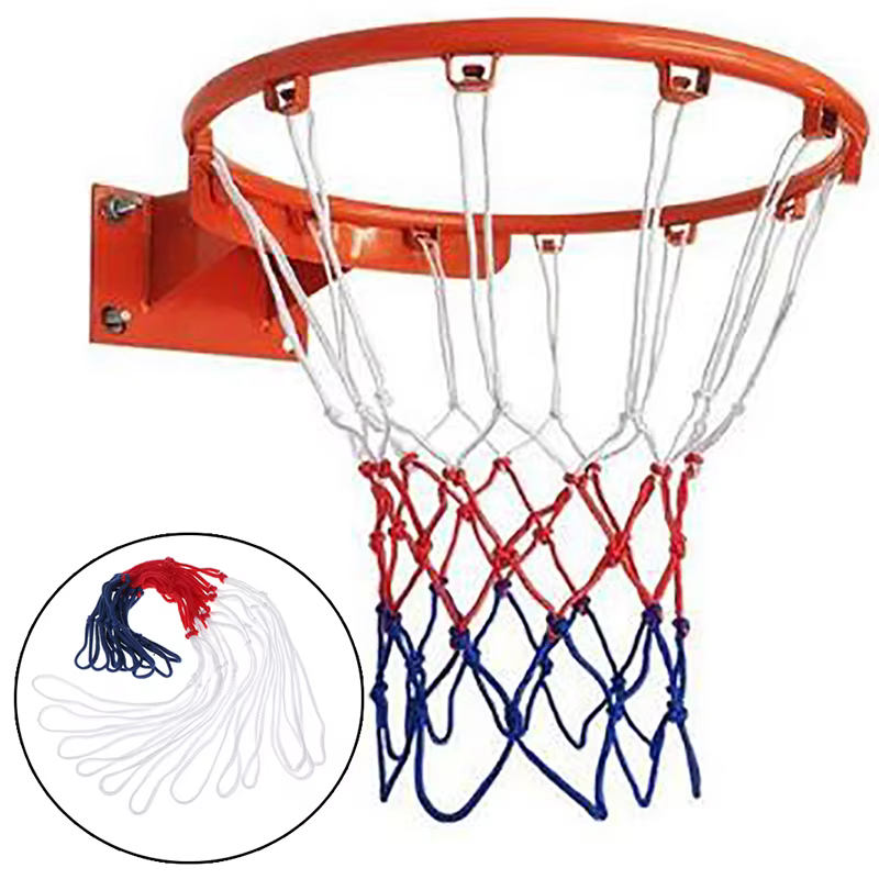 Filet de basket-ball Standard en Nylon Durable, fil épais, trois couleurs, filet de basket-ball universel de remplacement en maille