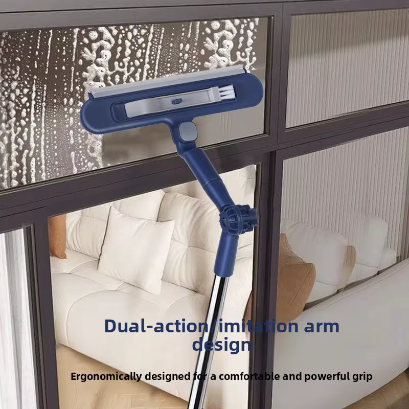 Nettoyeur de vitres double face 120 cm pour fenêtres hautes – Outil de nettoyage de vitres sans angle mort pour la maison et l'extérieur