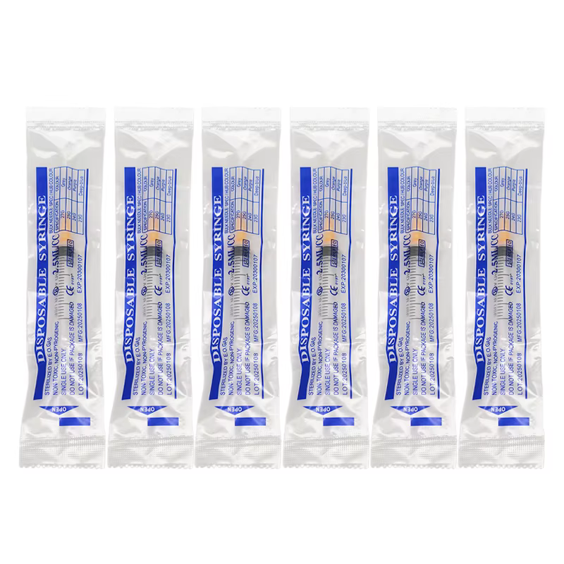 Petite seringue jetable de 2.5ml/cc, avec aiguille 25G 25mm, stérile, emballée individuellement, pour distribution industrielle, utilisation en laboratoire, 100 pièces
