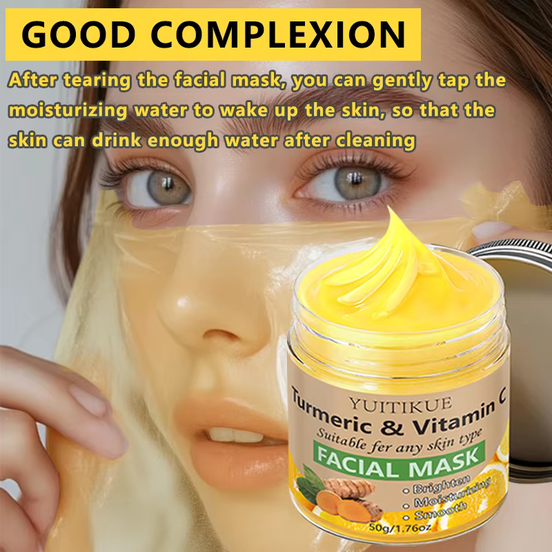 Masque visage YUITIKUE au curcuma et à la vitamine C - Formule éclaircissante
