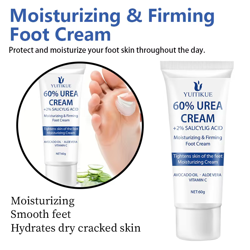 YUITIKUE Crème réparatrice pour pieds à l'urée 60 % 60 g – pour peaux rugueuses