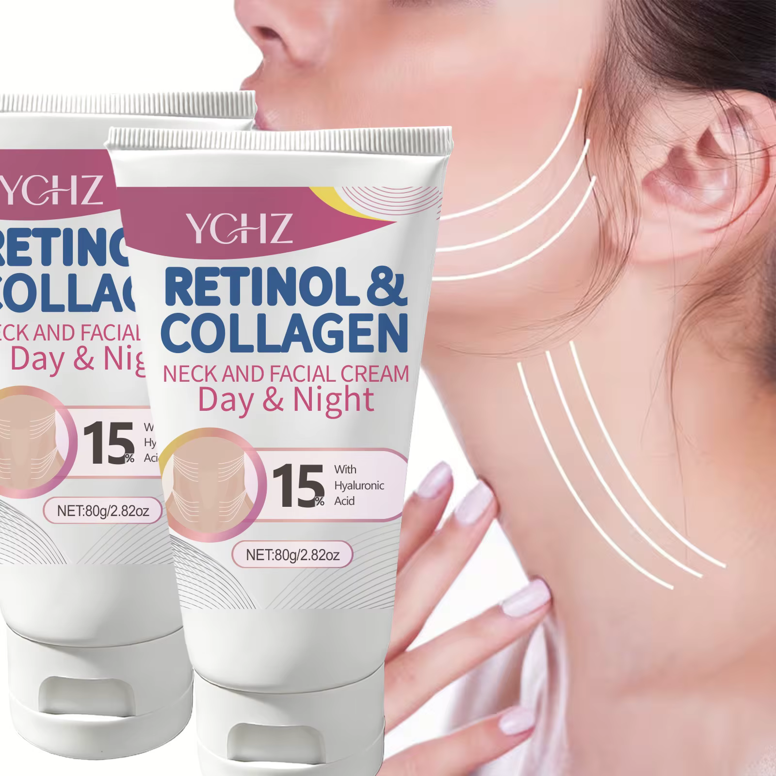 Crème raffermissante pour le cou au rétinol et au collagène - Hydratant facial au complexe