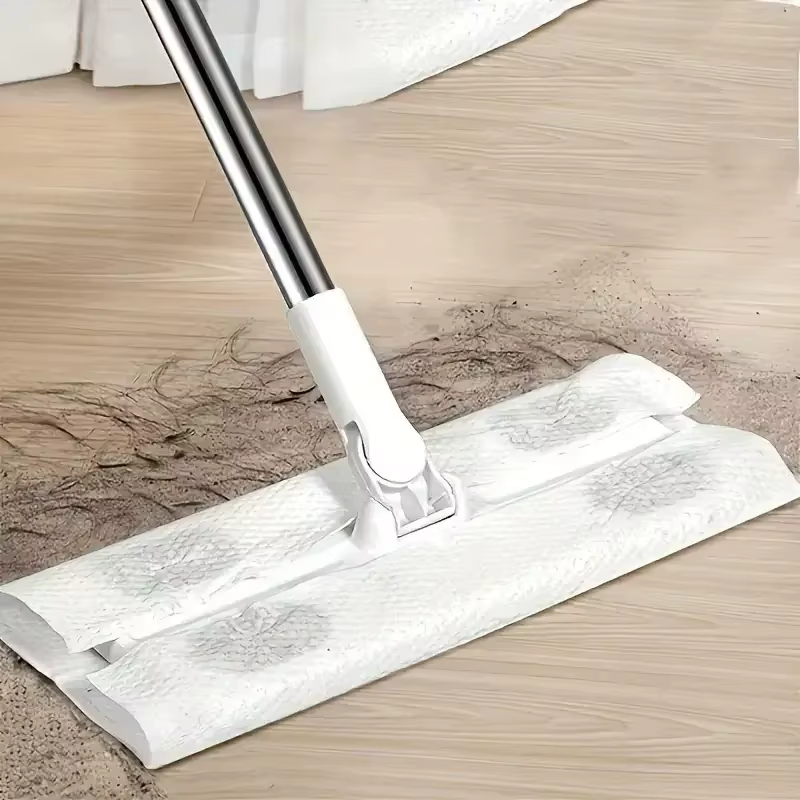 360 ° Serpillères plates avec nettoyage sans effort avec tampon de vadrouille jetable, grattoir de nettoyage pour le nettoyage des sols des carreaux stratifiés en bois dur