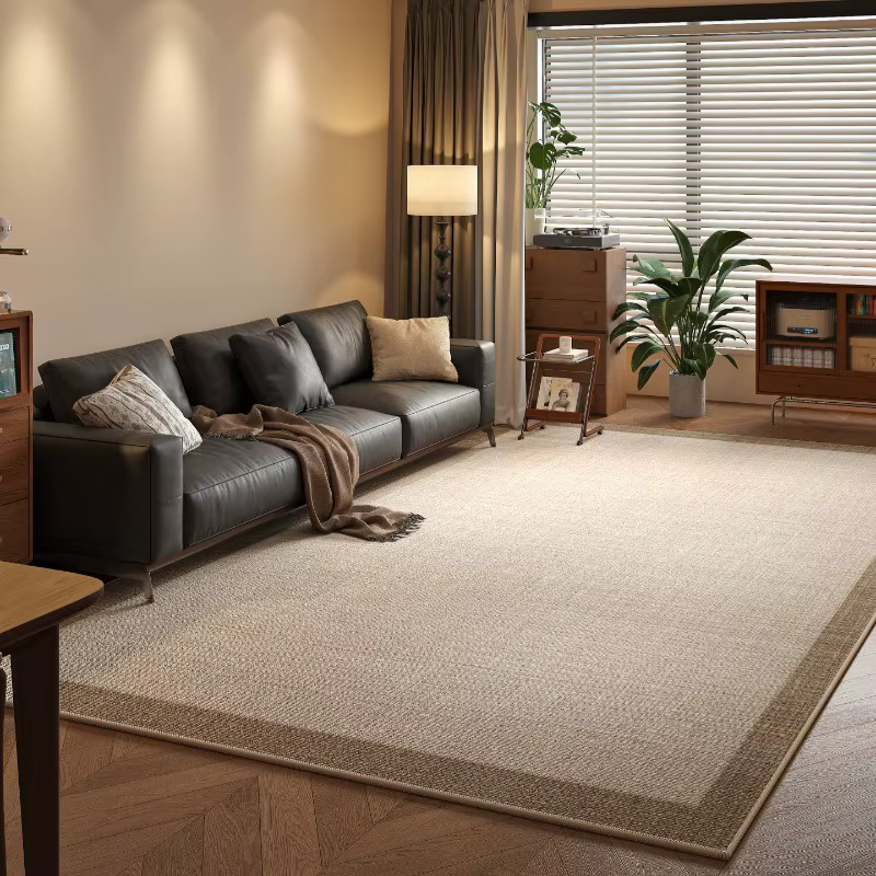 Tapis imprimé en Jute tissé marron, moderne et minimaliste, adapté au salon, canapé, décoration de la maison, tapis de sol antidérapant