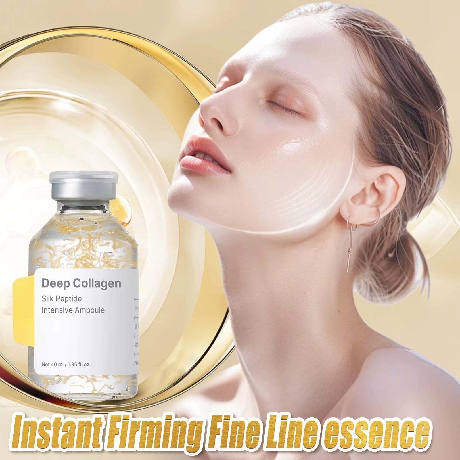 Ampoule peptidique de collagène profond de 40 ml - Sérum visage hydratant éclaircissant anti-rides avec acide hyaluronique