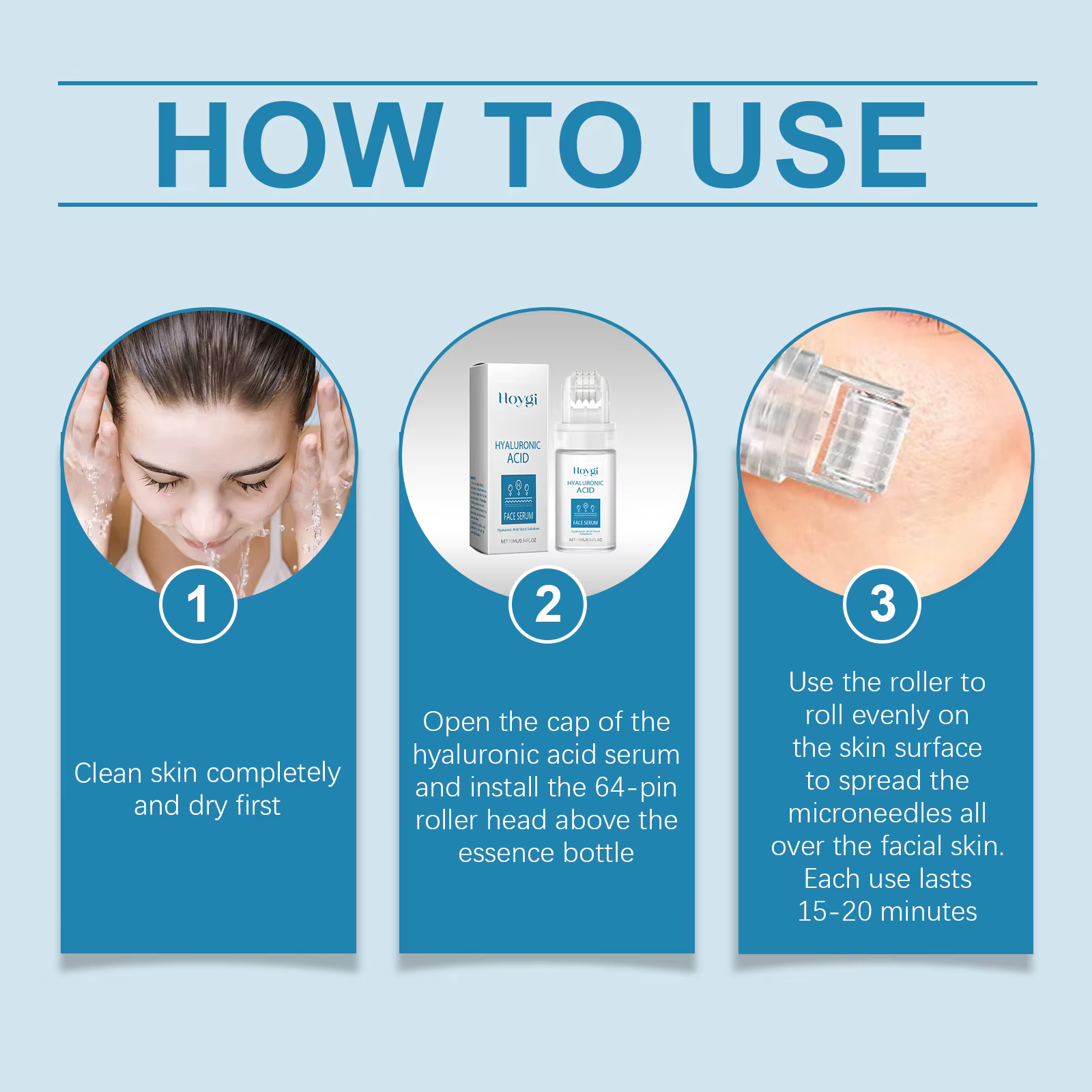 Sérum Visage à l'Acide Hyaluronique 10ML avec Applicateur à Billes – Hydratation Profonde