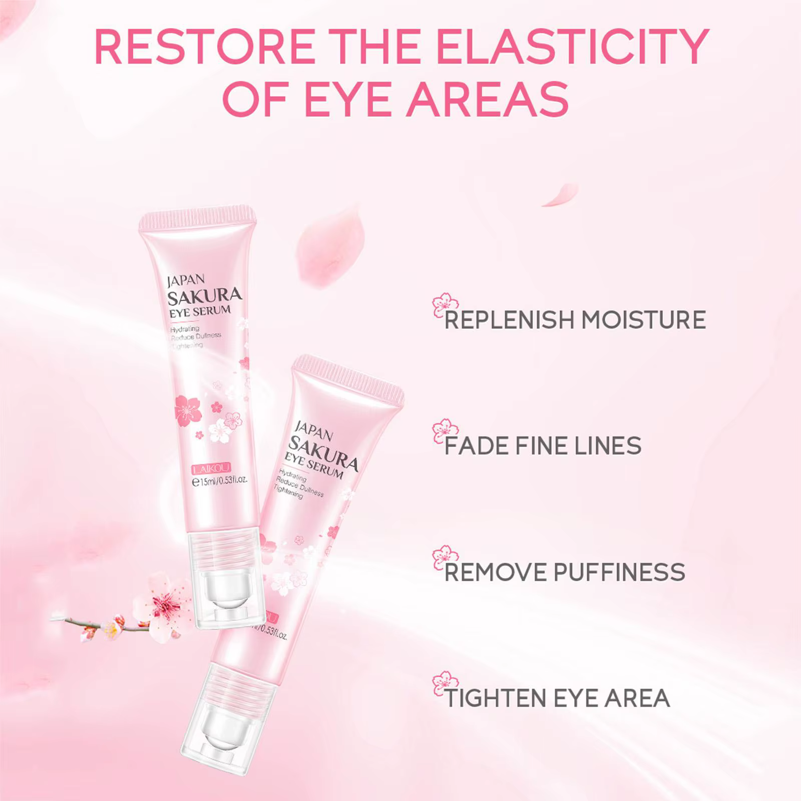 Sakura-Crème essence pour les yeux avec boule de massage