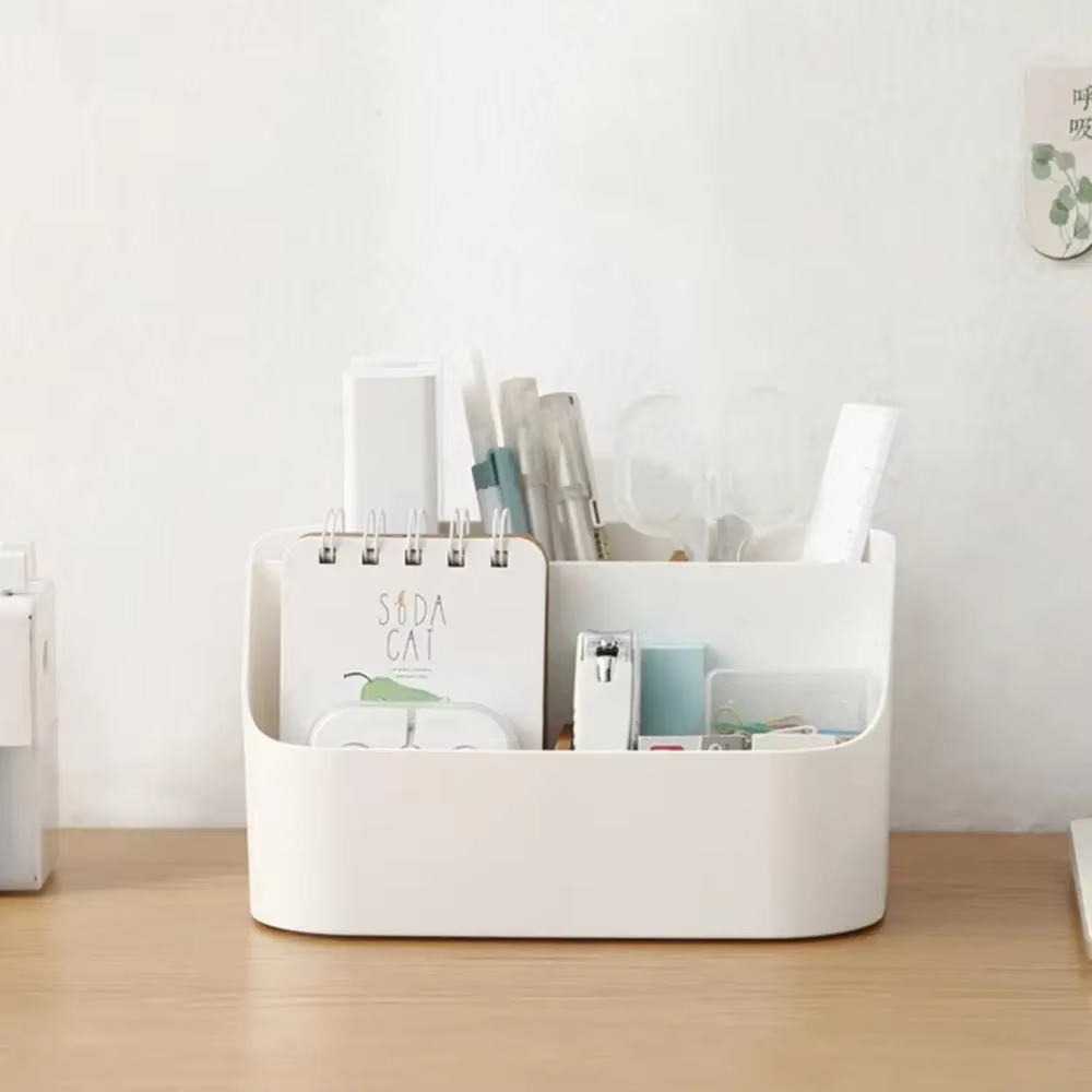 Boîte de rangement de bureau, boîte de fournitures de bureau, maquillage, cosmétiques, organisateur de bureau, boîte de séparation de rangement en plastique pour bureau et salon