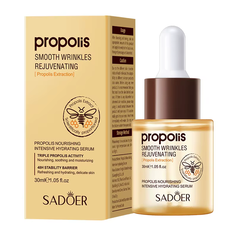SADOER Sérum Visage à la Propolis Hydratant Anti-rides Nourrissant Anti-âge Éclaircissant Essence Faciale Produits de Soin de la Peau