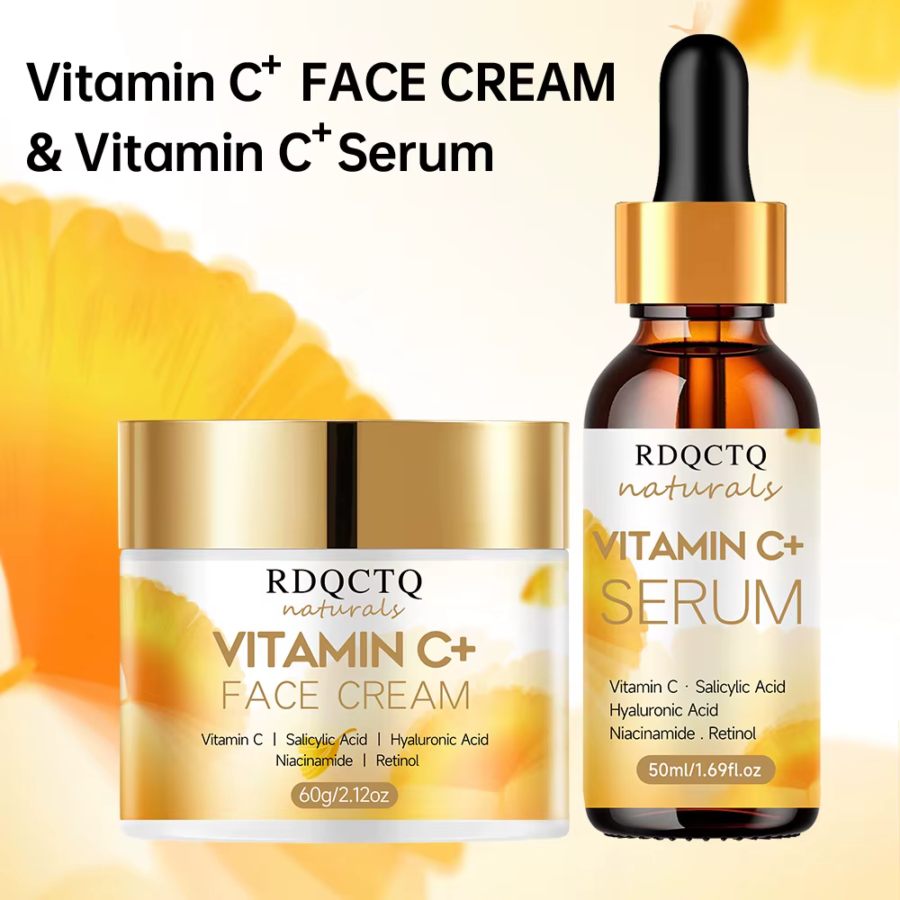 Ensemble de 2 pièces crème et sérum à la vitamine C : titre optimisé avec des ingrédients clés et des configurations