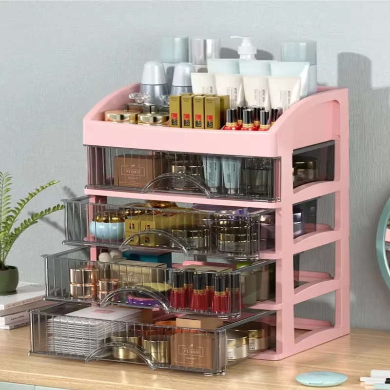 Boîte de rangement de maquillage à 5 couches, 1 pièce, boîte de rangement de débris, coiffeuse de style tiroir, bureau, cosmétiques, armoire de rangement multicouche