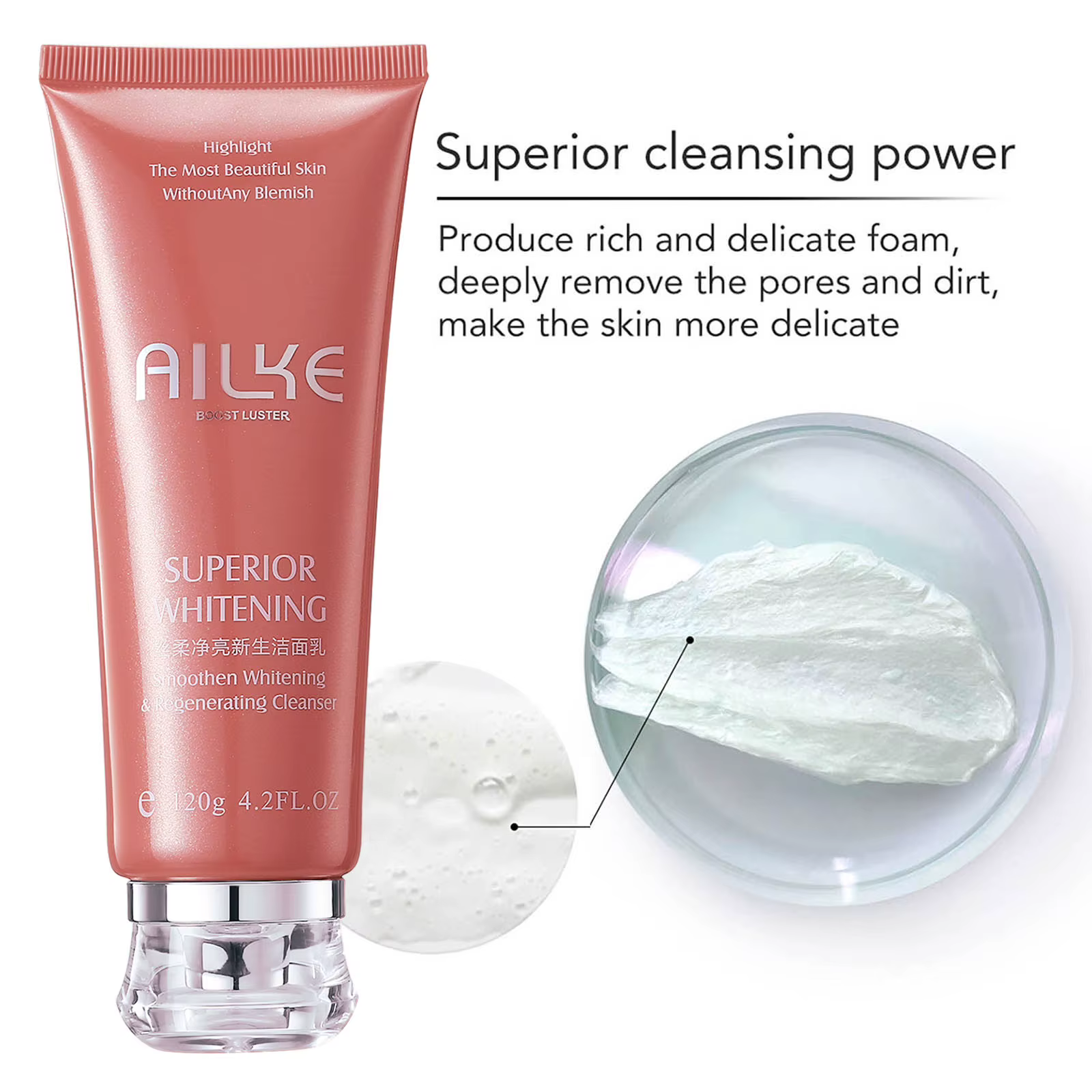 AILKE Nettoyant pour le visage à la rose naturelle