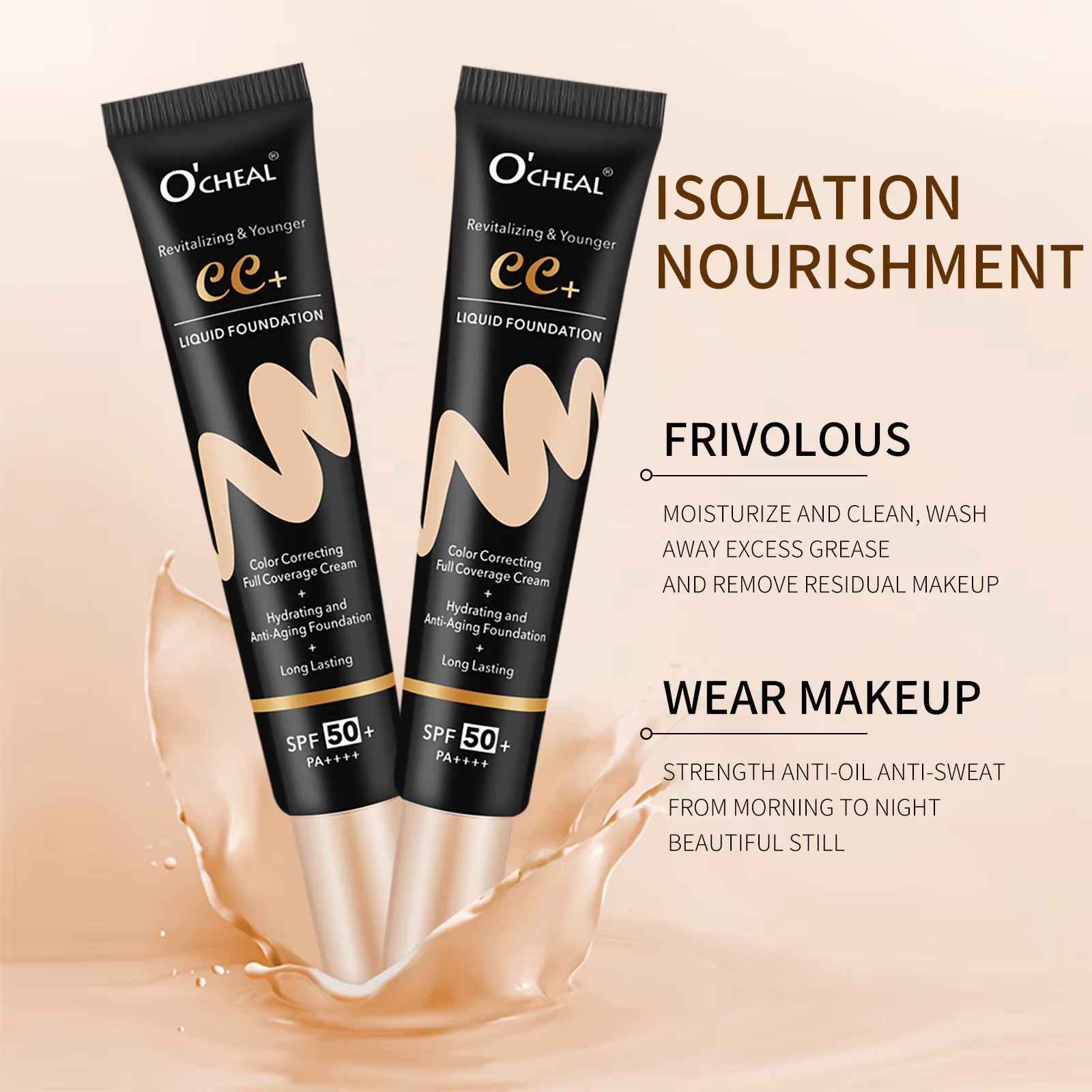 Ocheal 30g BB/CC crème solaire SPF 50/PA +++ fond de teint liquide pour le visage